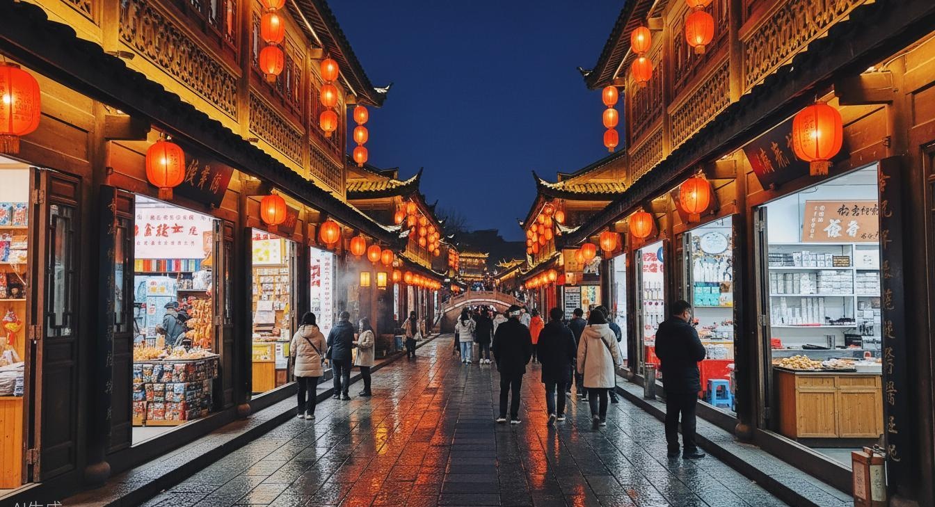 Jinli Ancient Street — red lanterns, cobblestones, and the scent of street food