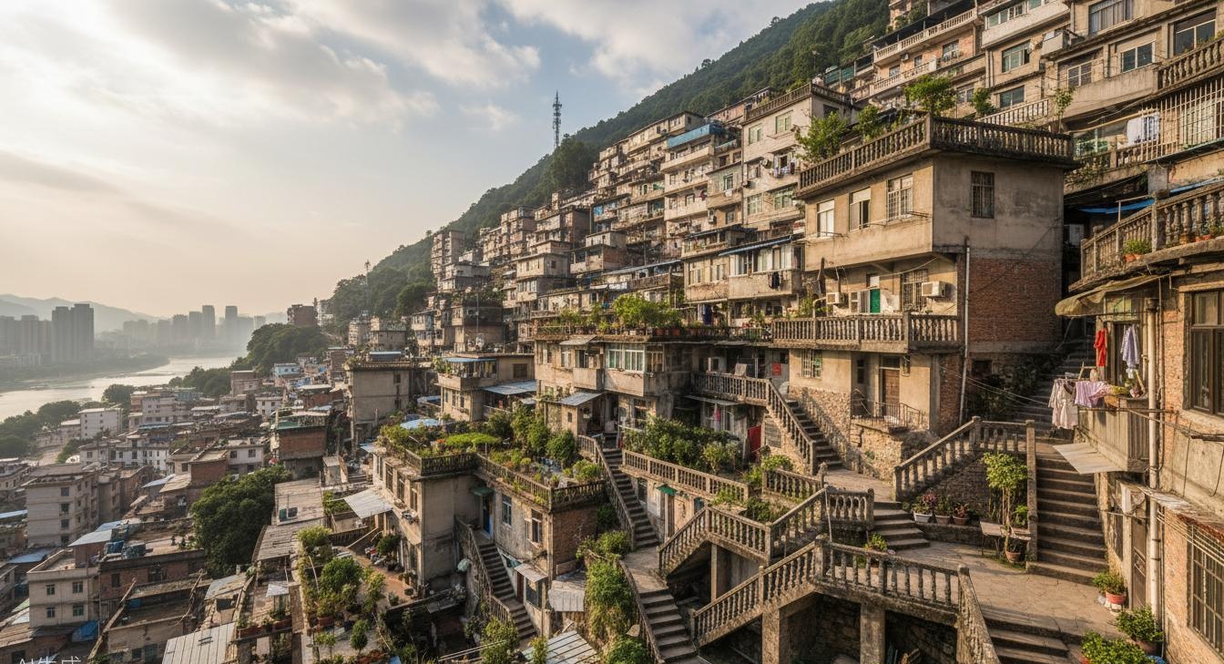 Baixiangju — layered hillside neighborhood where rooftops become streets
