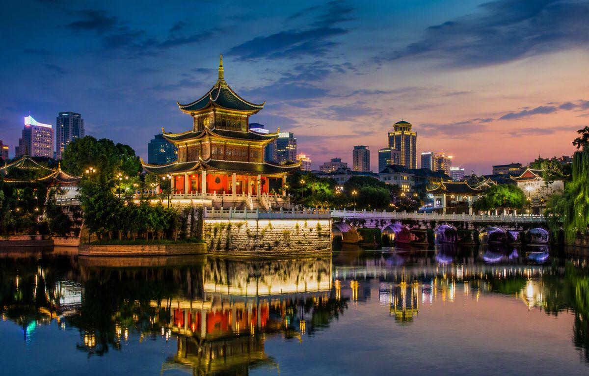 Jiaxiu Tower reflected in the Nanming River