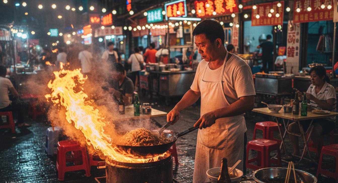 Dai Pai Dong — wok hei flames and smoky noodles at plastic tables