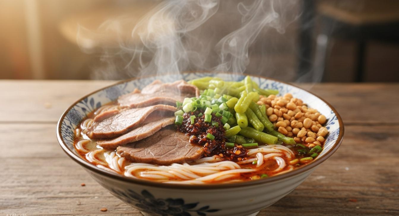 Guilin Rice Noodles — the bowl that ends every journey, sour beans and chili oil