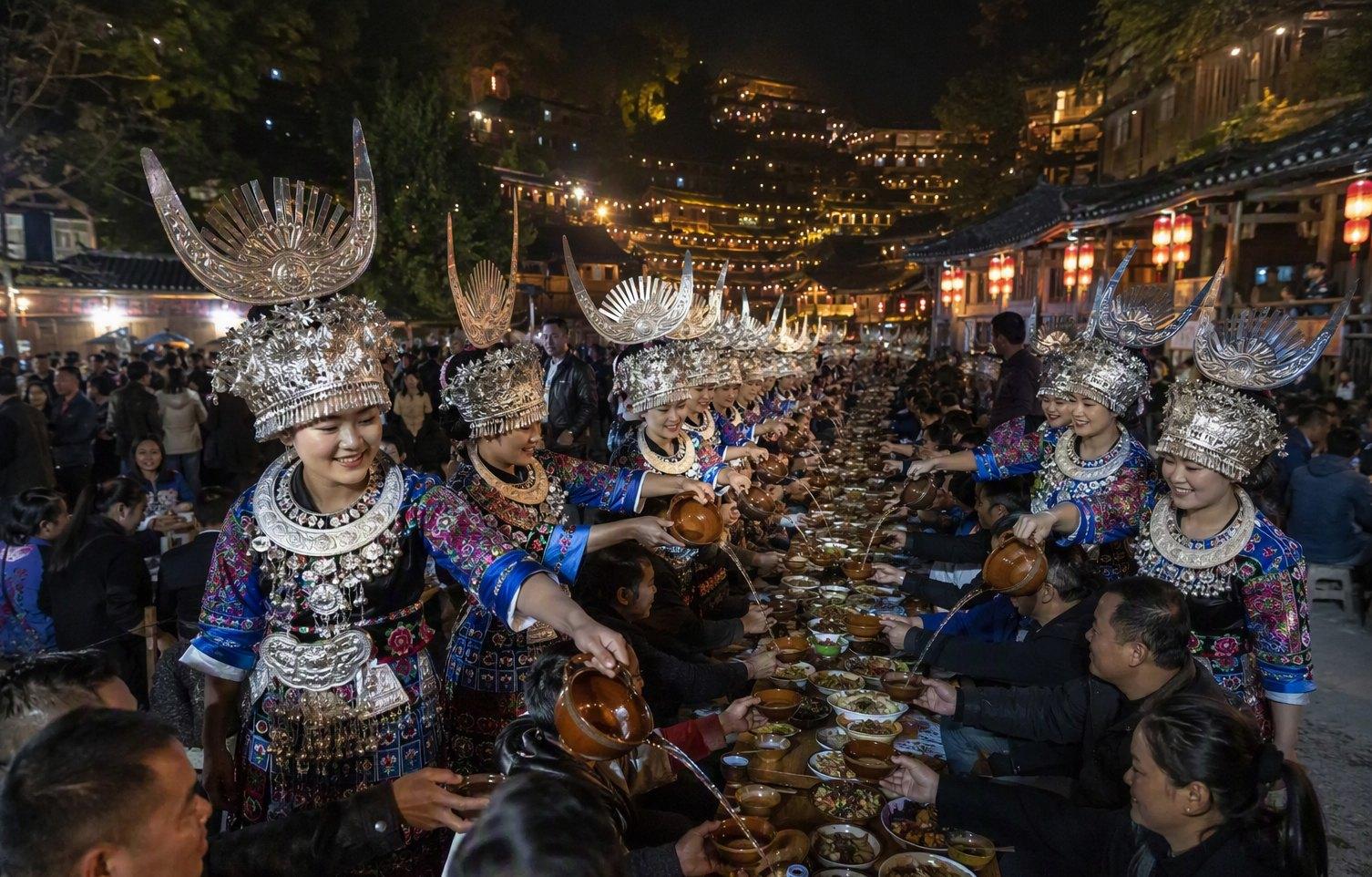 Miao long-table banquet